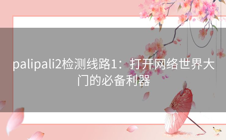 palipali2检测线路1：打开网络世界大门的必备利器
