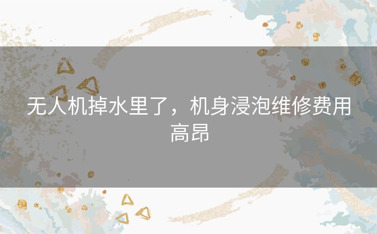 无人机掉水里了，机身浸泡维修费用高昂