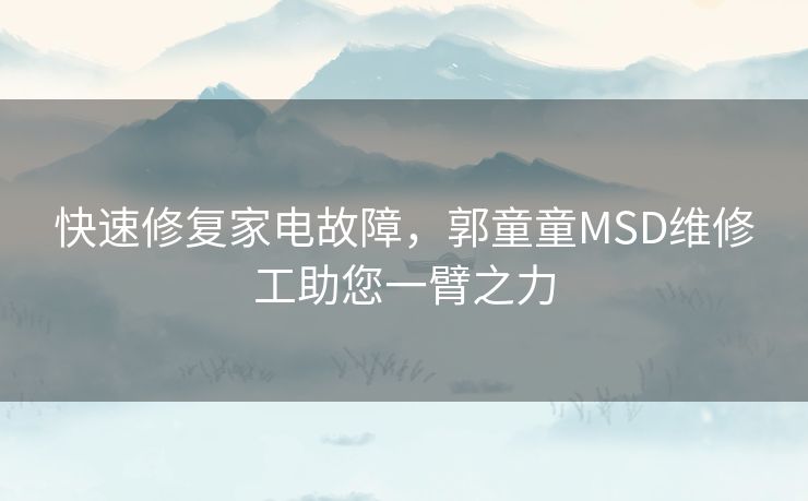 快速修复家电故障，郭童童MSD维修工助您一臂之力
