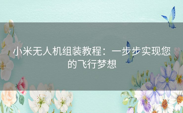 小米无人机组装教程：一步步实现您的飞行梦想