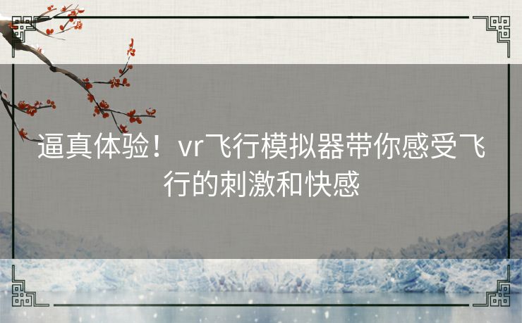 逼真体验！vr飞行模拟器带你感受飞行的刺激和快感