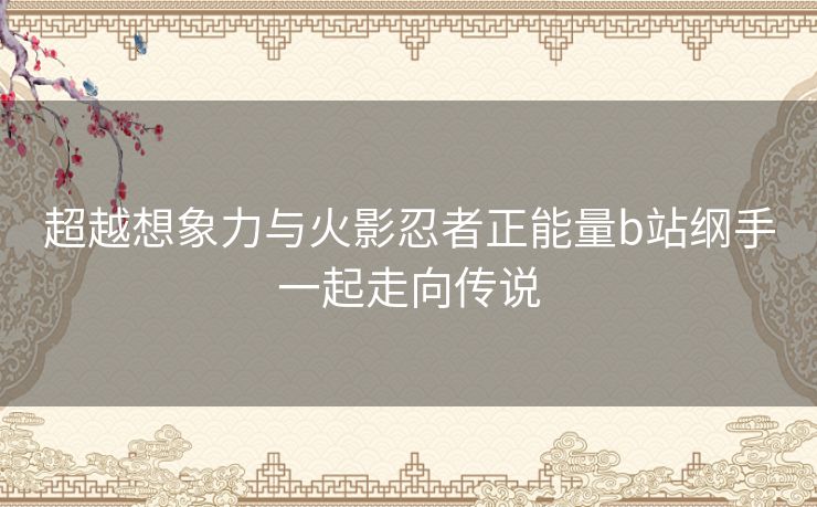 超越想象力与火影忍者正能量b站纲手一起走向传说